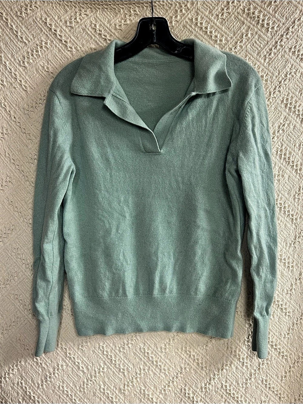 ITALIC Camila Airy Cashmere Collared Sweater Mint Green Size Medium